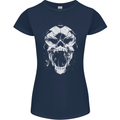 A Football Skull Footy Soccer Womens Petite Cut T-Shirt Navy Blue