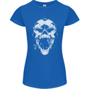 A Football Skull Footy Soccer Womens Petite Cut T-Shirt Royal Blue