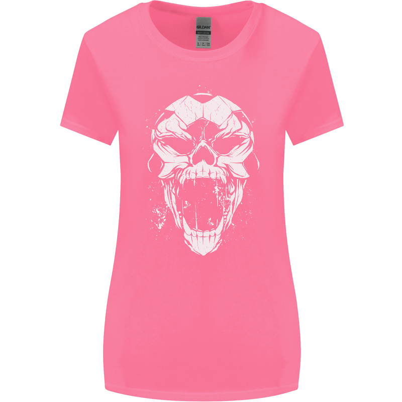 A Football Skull Footy Soccer Womens Wider Cut T-Shirt Azalea