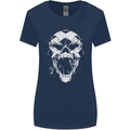 A Football Skull Footy Soccer Womens Wider Cut T-Shirt Navy Blue