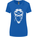 A Football Skull Footy Soccer Womens Wider Cut T-Shirt Royal Blue