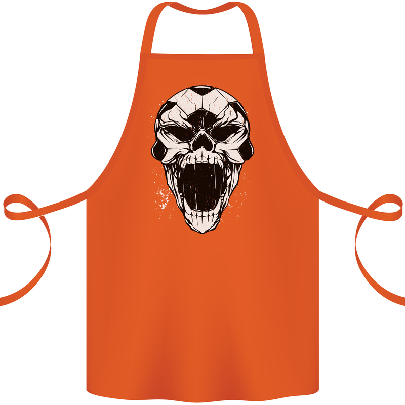 A Football Skull Soccer Footy Cotton Apron 100% Organic Orange