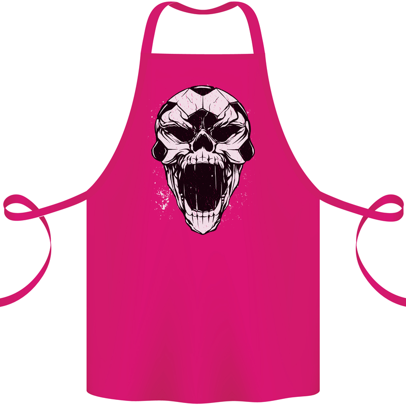 A Football Skull Soccer Footy Cotton Apron 100% Organic Pink