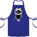 A Football Skull Soccer Footy Cotton Apron 100% Organic Royal Blue