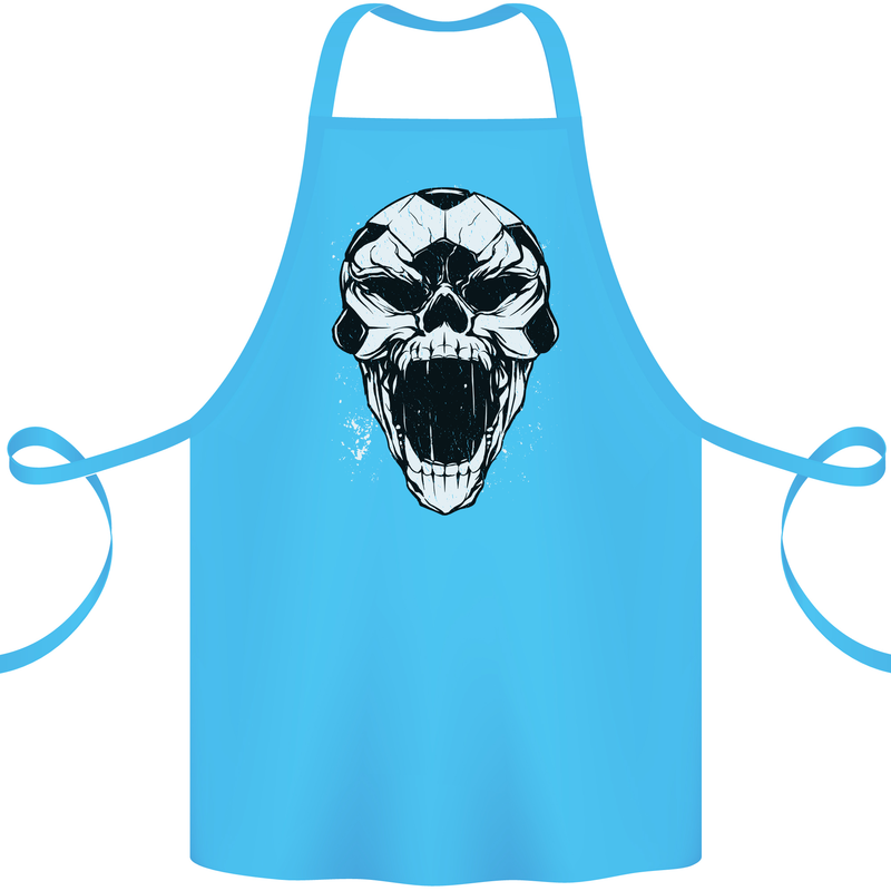 A Football Skull Soccer Footy Cotton Apron 100% Organic Turquoise