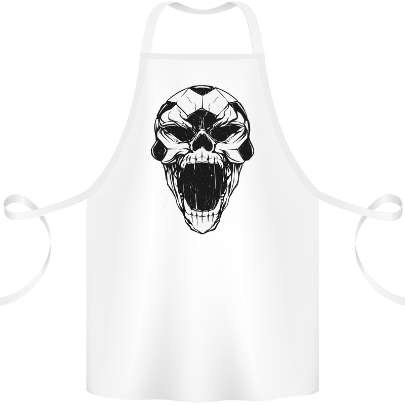 A Football Skull Soccer Footy Cotton Apron 100% Organic White