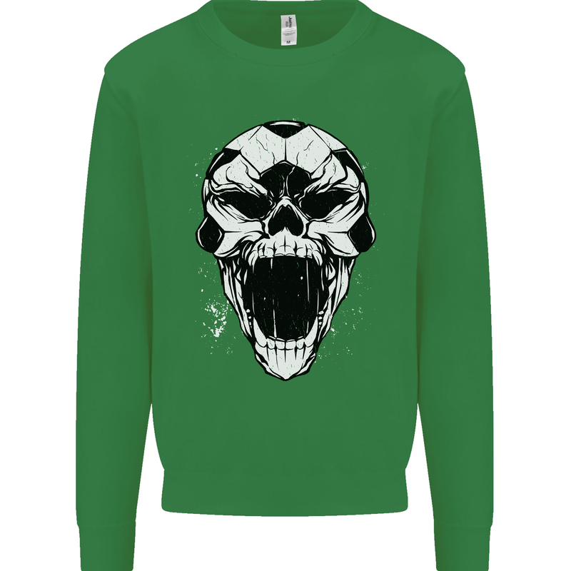A Football Skull Soccer Footy Kids Sweatshirt Jumper Irish Green