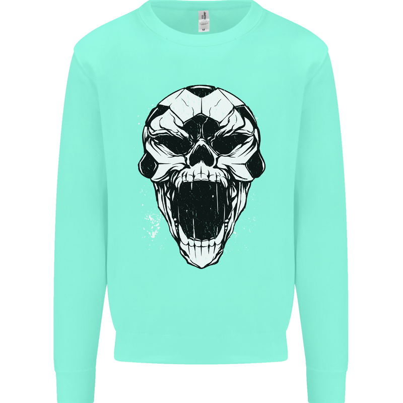A Football Skull Soccer Footy Kids Sweatshirt Jumper Peppermint
