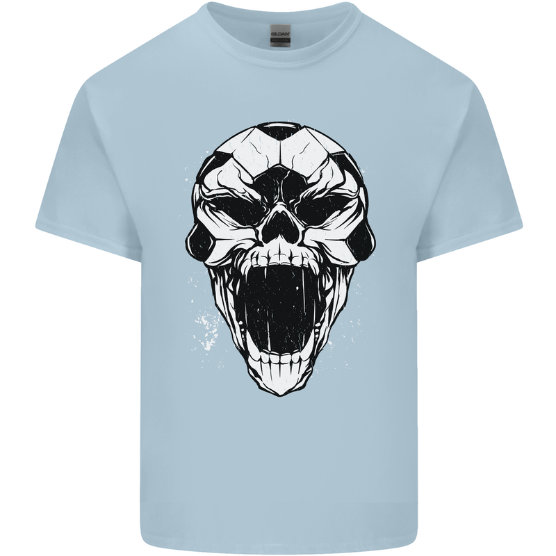 A Football Skull Soccer Footy Kids T-Shirt Childrens Light Blue