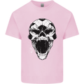 A Football Skull Soccer Footy Kids T-Shirt Childrens Light Pink