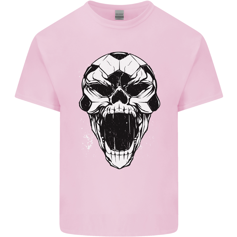 A Football Skull Soccer Footy Kids T-Shirt Childrens Light Pink