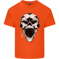 A Football Skull Soccer Footy Kids T-Shirt Childrens Orange