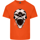 A Football Skull Soccer Footy Kids T-Shirt Childrens Orange