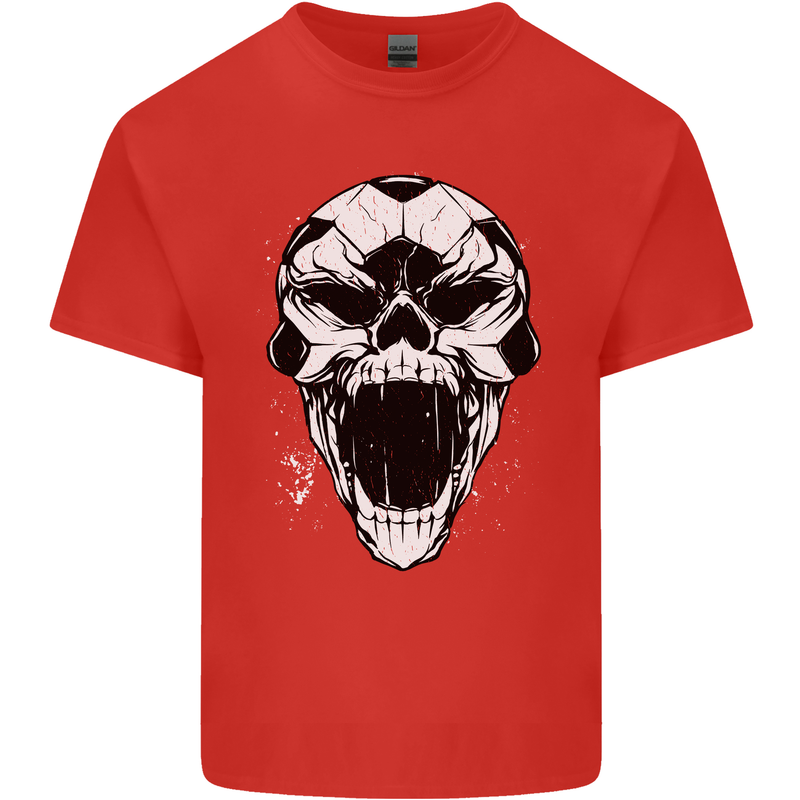 A Football Skull Soccer Footy Kids T-Shirt Childrens Red