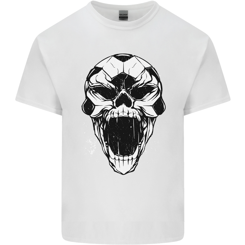 A Football Skull Soccer Footy Kids T-Shirt Childrens White