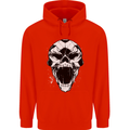A Football Skull Soccer Footy Mens 80% Cotton Hoodie Bright Red