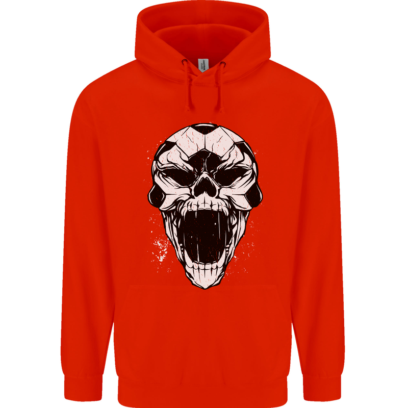 A Football Skull Soccer Footy Mens 80% Cotton Hoodie Bright Red
