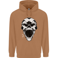 A Football Skull Soccer Footy Mens 80% Cotton Hoodie Caramel Latte