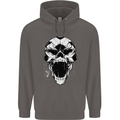 A Football Skull Soccer Footy Mens 80% Cotton Hoodie Charcoal