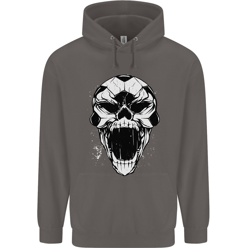 A Football Skull Soccer Footy Mens 80% Cotton Hoodie Charcoal