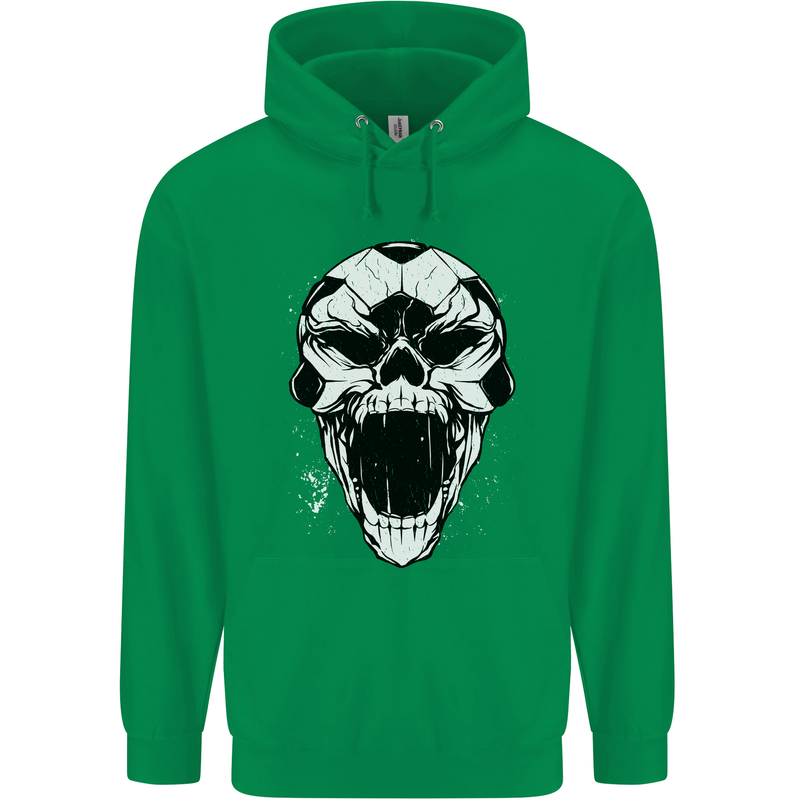 A Football Skull Soccer Footy Mens 80% Cotton Hoodie Irish Green
