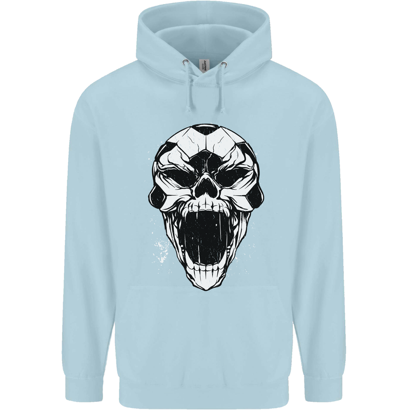 A Football Skull Soccer Footy Mens 80% Cotton Hoodie Light Blue