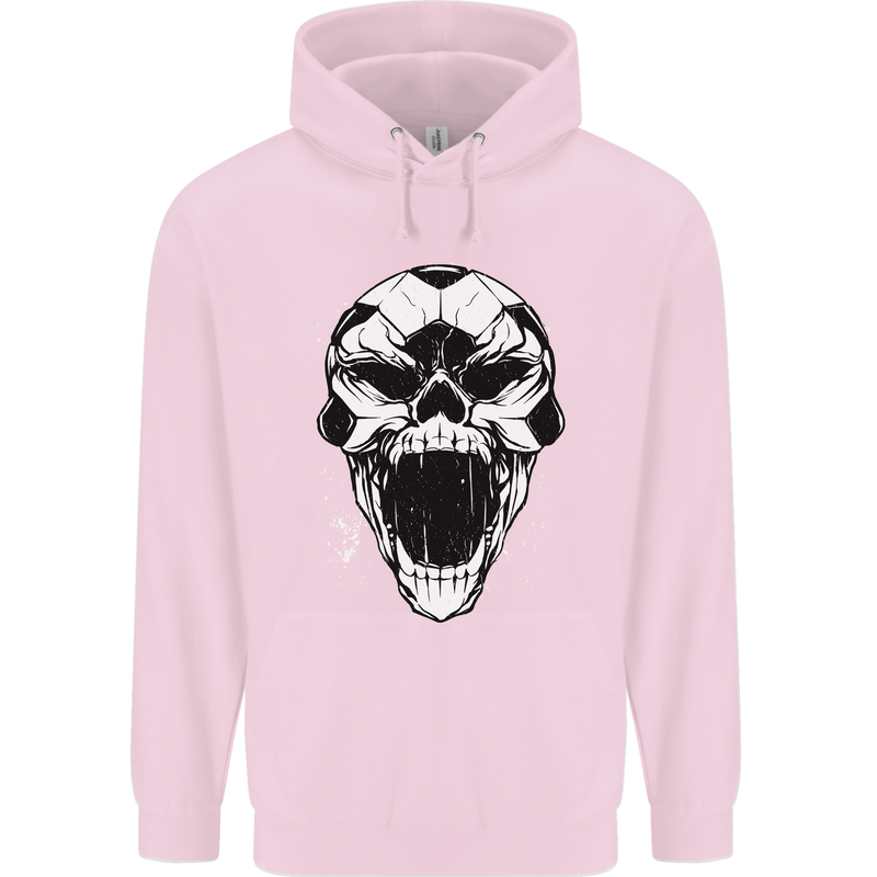 A Football Skull Soccer Footy Mens 80% Cotton Hoodie Light Pink