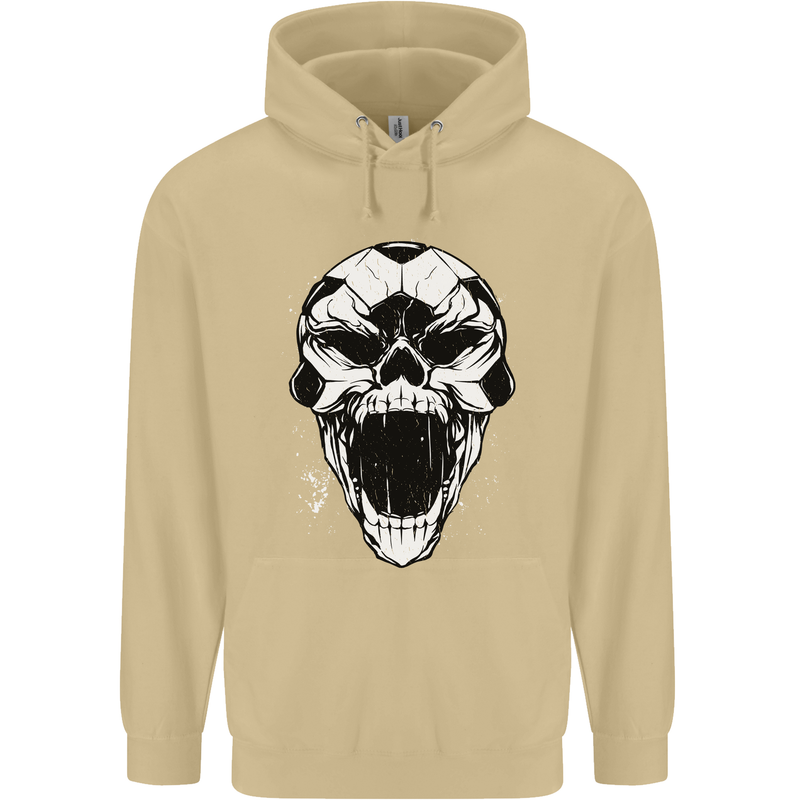 A Football Skull Soccer Footy Mens 80% Cotton Hoodie Sand