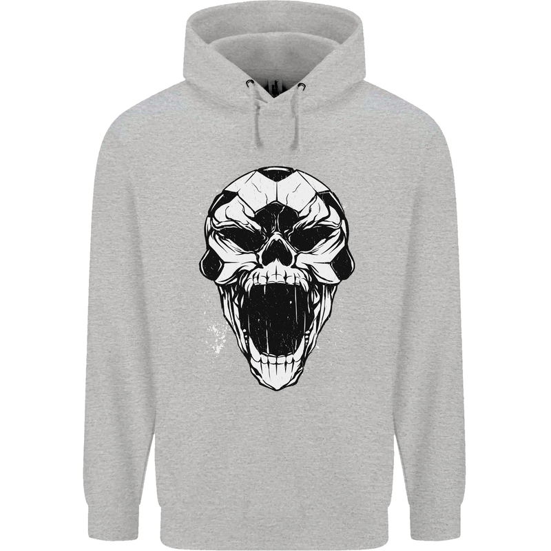 A Football Skull Soccer Footy Mens 80% Cotton Hoodie Sports Grey