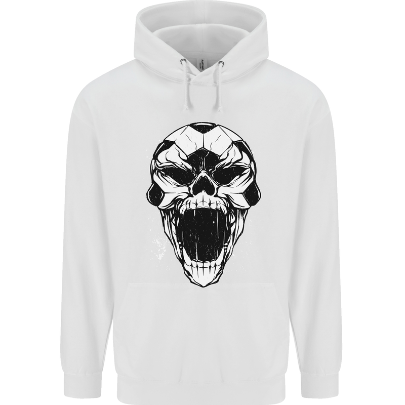 A Football Skull Soccer Footy Mens 80% Cotton Hoodie White