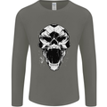 A Football Skull Soccer Footy Mens Long Sleeve T-Shirt Charcoal