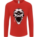 A Football Skull Soccer Footy Mens Long Sleeve T-Shirt Red