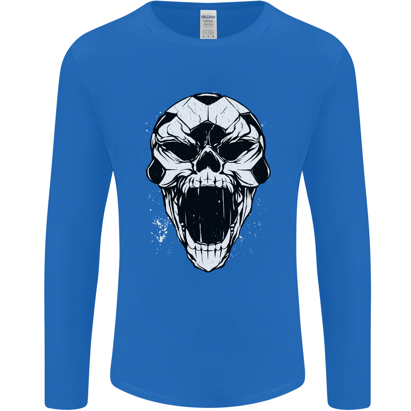 A Football Skull Soccer Footy Mens Long Sleeve T-Shirt Royal Blue