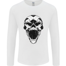 A Football Skull Soccer Footy Mens Long Sleeve T-Shirt White