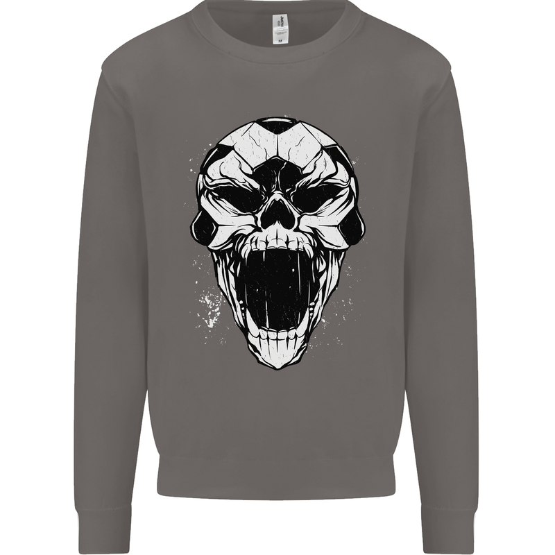 A Football Skull Soccer Footy Mens Sweatshirt Jumper Charcoal
