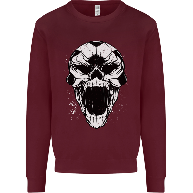 A Football Skull Soccer Footy Mens Sweatshirt Jumper Maroon