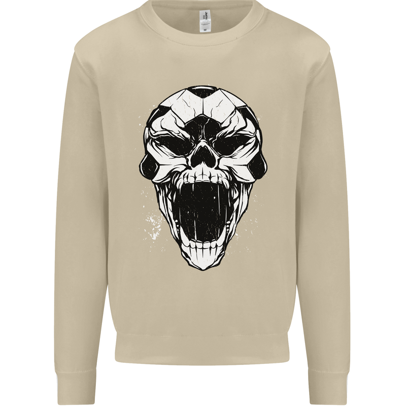 A Football Skull Soccer Footy Mens Sweatshirt Jumper Sand