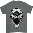 A Football Skull Soccer Footy Mens T-Shirt 100% Cotton Charcoal