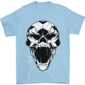 A Football Skull Soccer Footy Mens T-Shirt 100% Cotton Light Blue