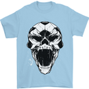 A Football Skull Soccer Footy Mens T-Shirt 100% Cotton Light Blue