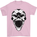 A Football Skull Soccer Footy Mens T-Shirt 100% Cotton Light Pink