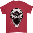 A Football Skull Soccer Footy Mens T-Shirt 100% Cotton Red