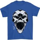 A Football Skull Soccer Footy Mens T-Shirt 100% Cotton Royal Blue