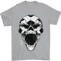 A Football Skull Soccer Footy Mens T-Shirt 100% Cotton Sports Grey