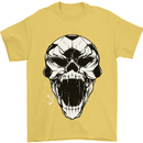 A Football Skull Soccer Footy Mens T-Shirt 100% Cotton Yellow