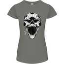 A Football Skull Soccer Footy Womens Petite Cut T-Shirt Charcoal