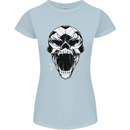 A Football Skull Soccer Footy Womens Petite Cut T-Shirt Light Blue