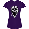 A Football Skull Soccer Footy Womens Petite Cut T-Shirt Purple