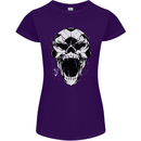 A Football Skull Soccer Footy Womens Petite Cut T-Shirt Purple