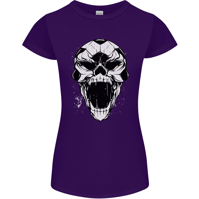 A Football Skull Soccer Footy Womens Petite Cut T-Shirt Purple